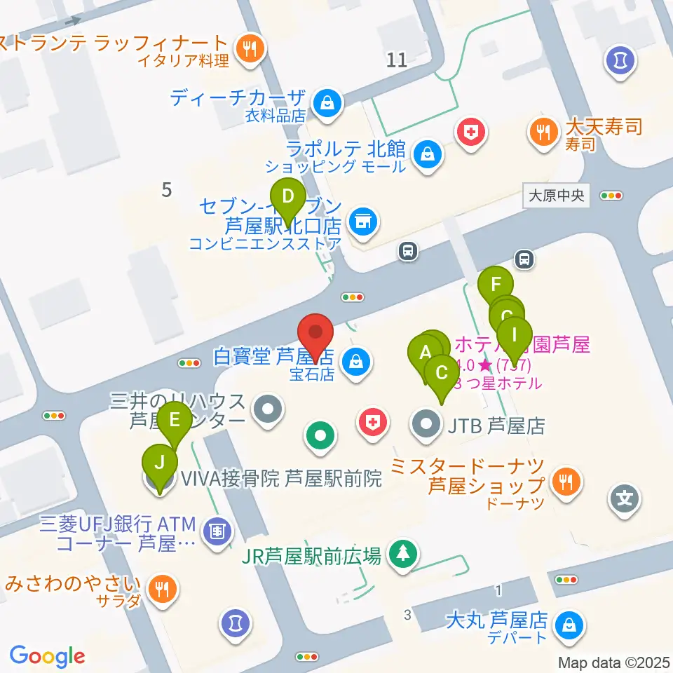 結城カルチャーセンター周辺のファミレス・ファーストフード一覧地図