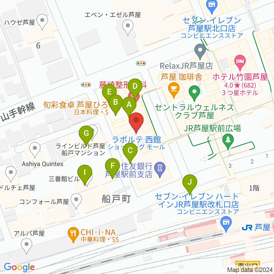 結城カルチャーセンター周辺のファミレス・ファーストフード一覧地図