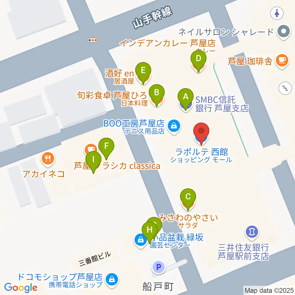 結城カルチャーセンター周辺のファミレス・ファーストフード一覧地図