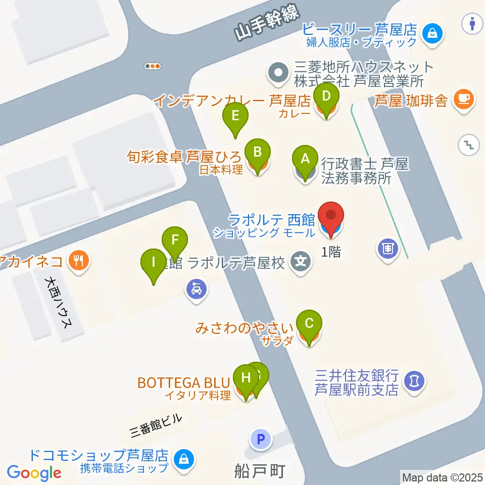 結城カルチャーセンター周辺のファミレス・ファーストフード一覧地図