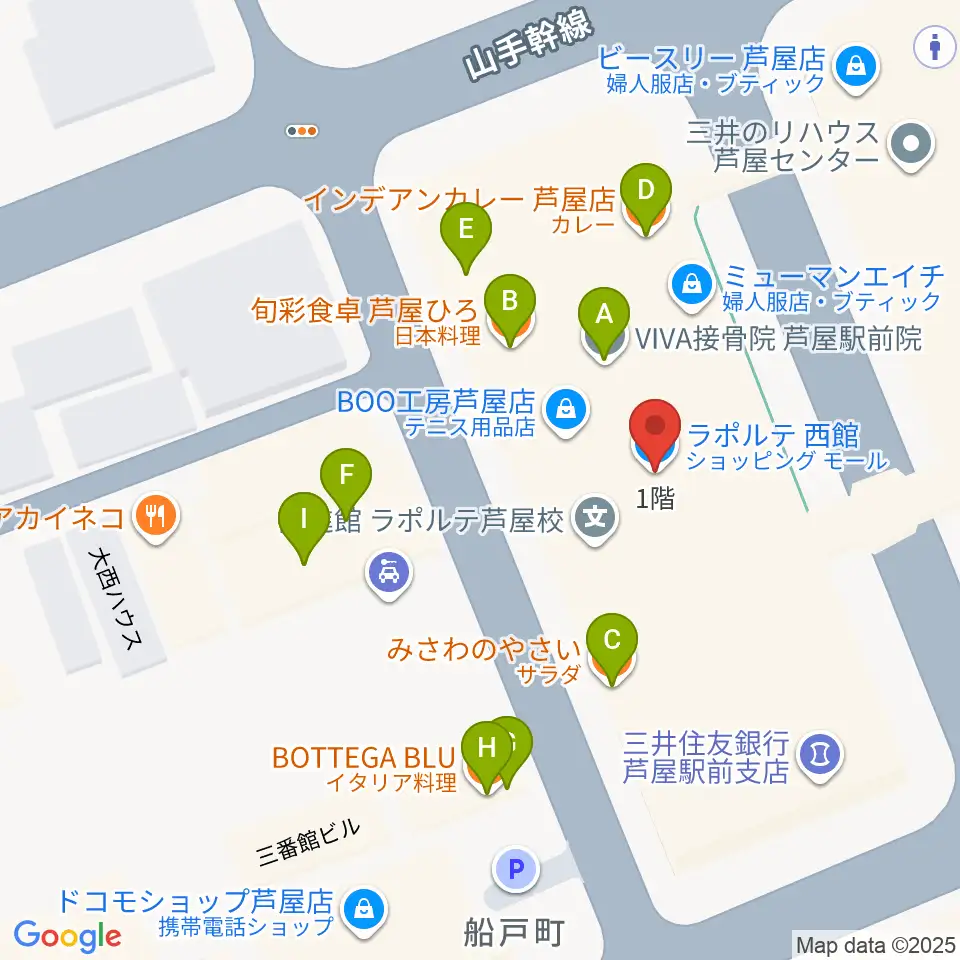結城カルチャーセンター周辺のファミレス・ファーストフード一覧地図