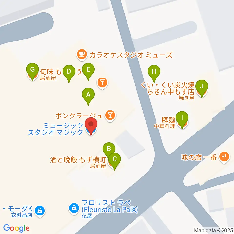 music studio Magic周辺のファミレス・ファーストフード一覧地図