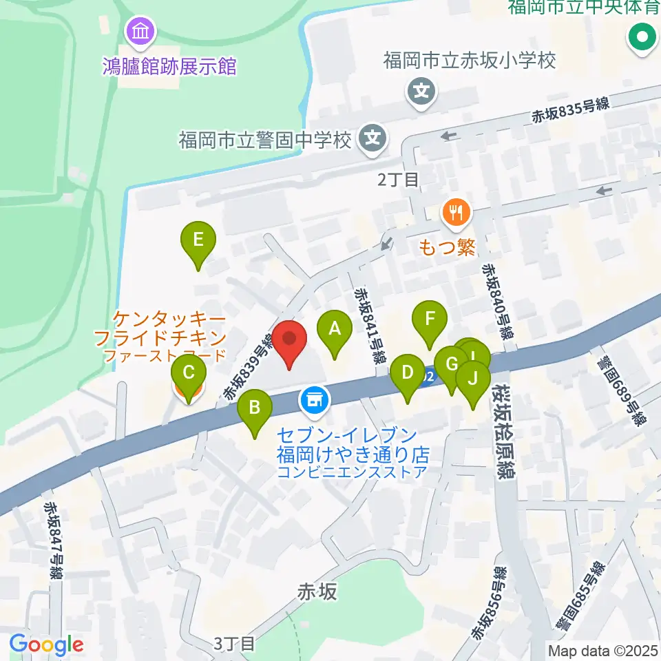 ファイネストピアノ福岡周辺のファミレス・ファーストフード一覧地図