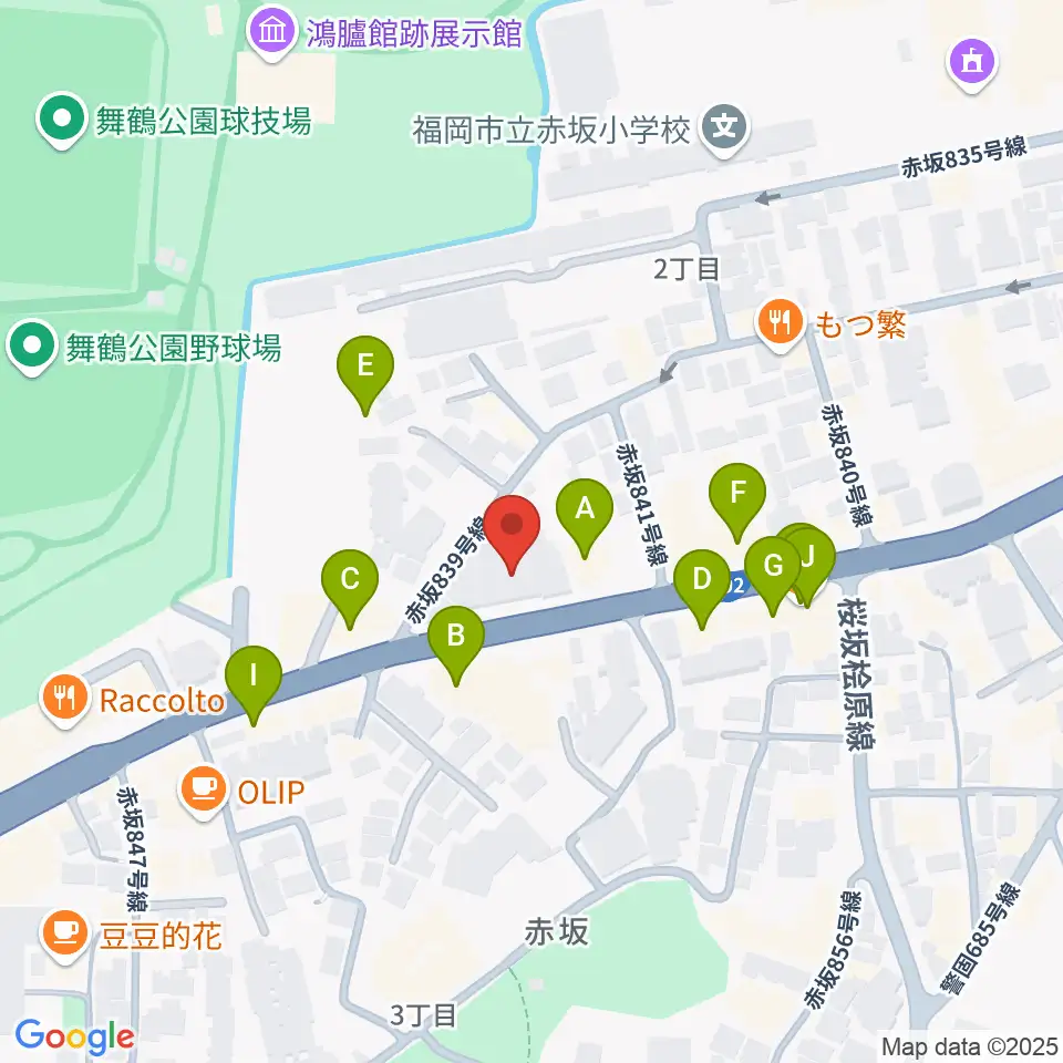 ファイネストピアノ福岡周辺のファミレス・ファーストフード一覧地図