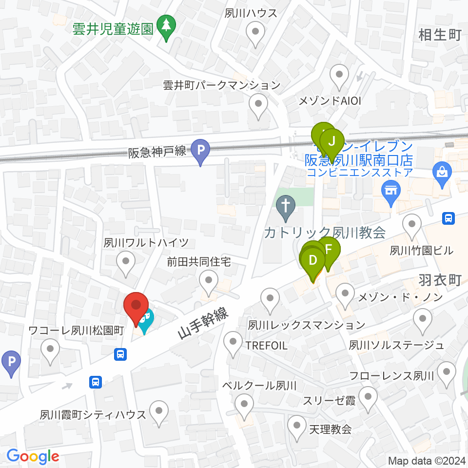 スタジオヌーブ周辺のファミレス・ファーストフード一覧地図