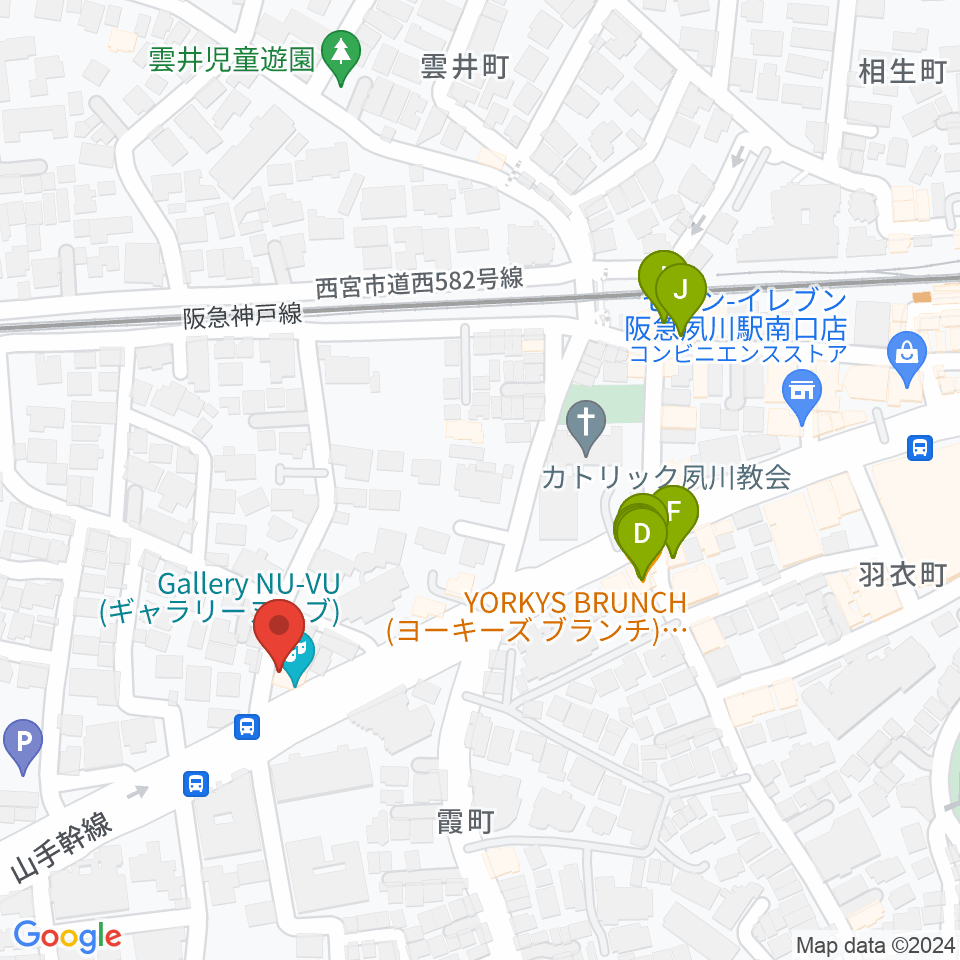 スタジオヌーブ周辺のファミレス・ファーストフード一覧地図