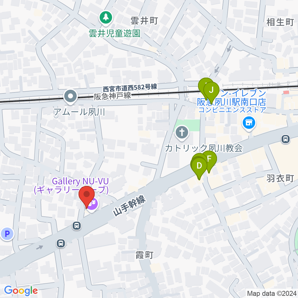 スタジオヌーブ周辺のファミレス・ファーストフード一覧地図