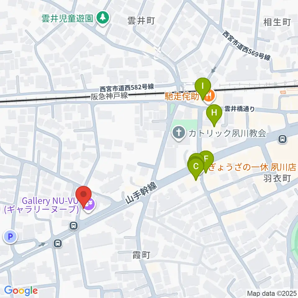 スタジオヌーブ周辺のファミレス・ファーストフード一覧地図