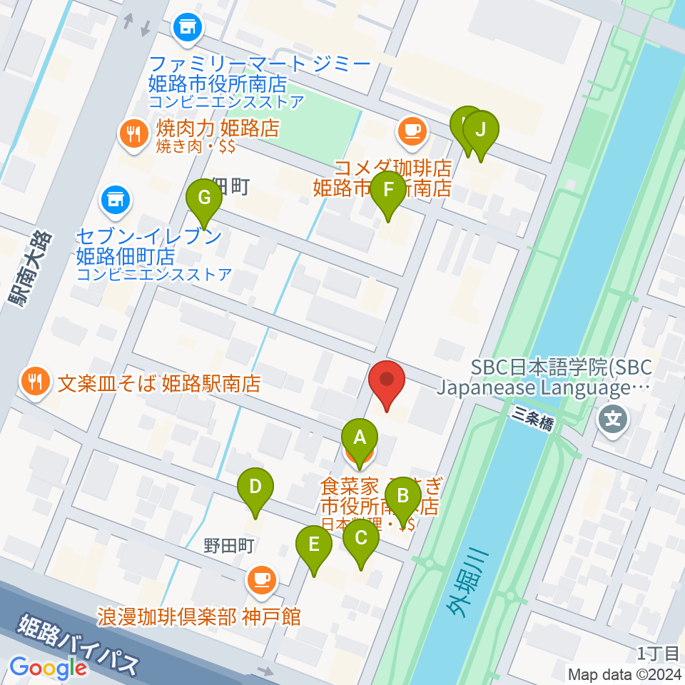 Beta Music 姫路南店周辺のファミレス・ファーストフード一覧地図