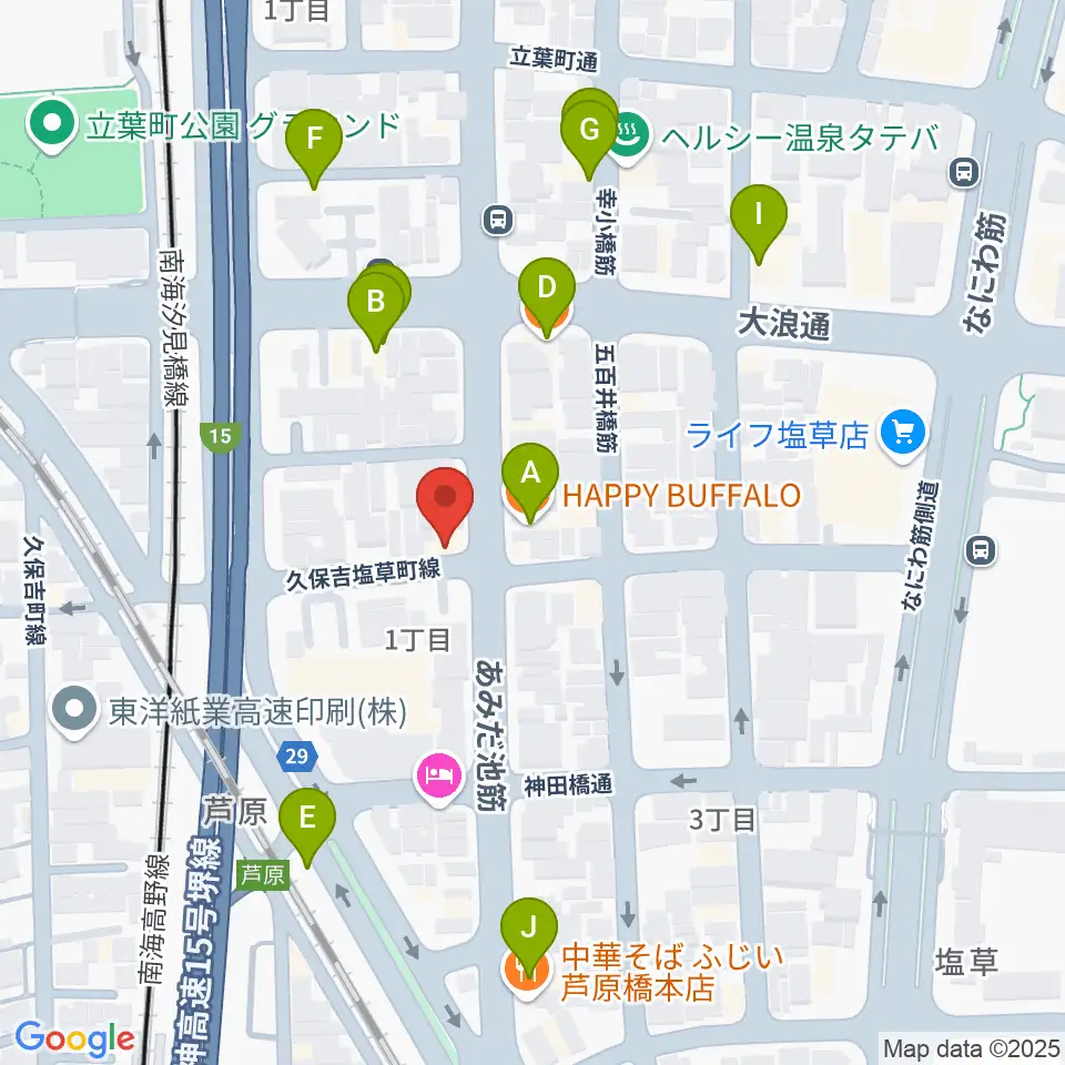 Studio & Caf'e MAKE周辺のファミレス・ファーストフード一覧地図