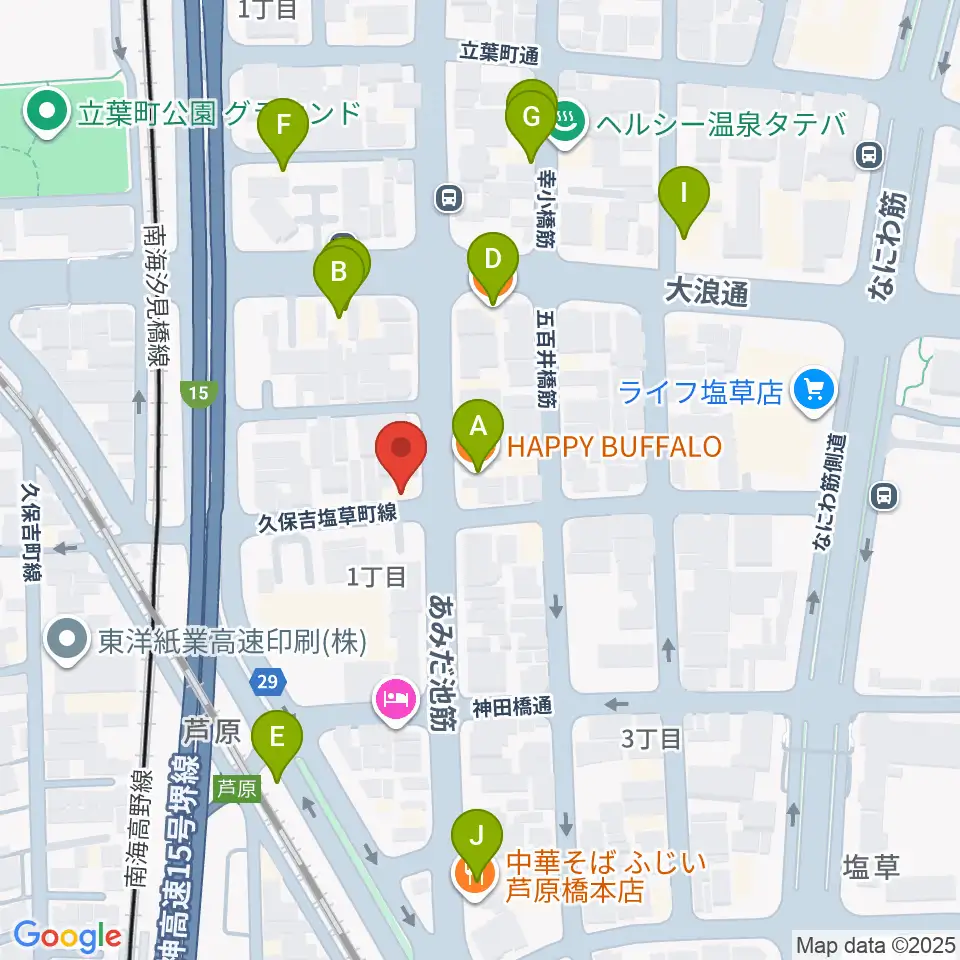 Studio & Caf'e MAKE周辺のファミレス・ファーストフード一覧地図