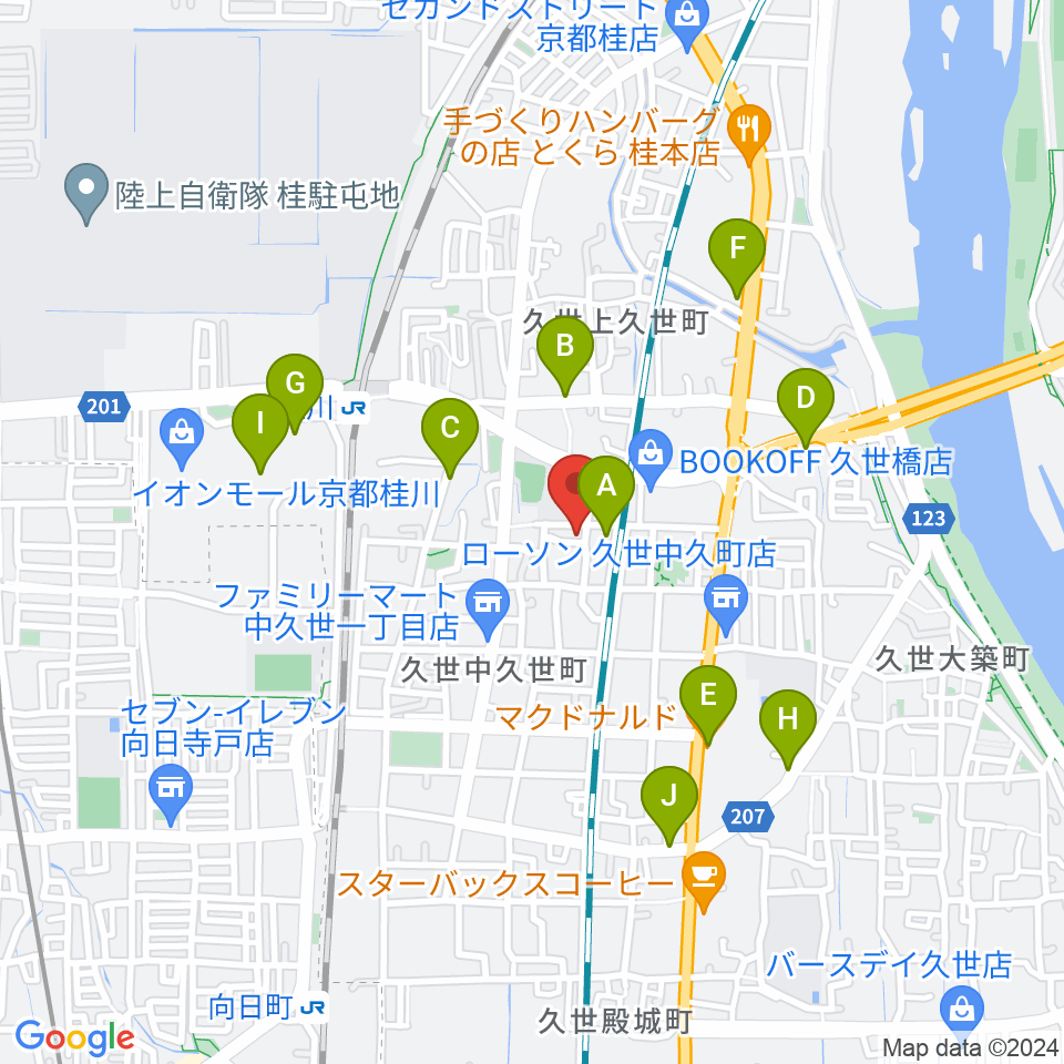 桂川スタジオワールド周辺のファミレス・ファーストフード一覧地図