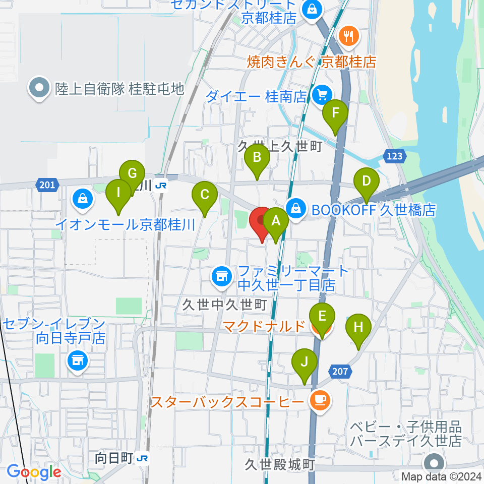 桂川スタジオワールド周辺のファミレス・ファーストフード一覧地図