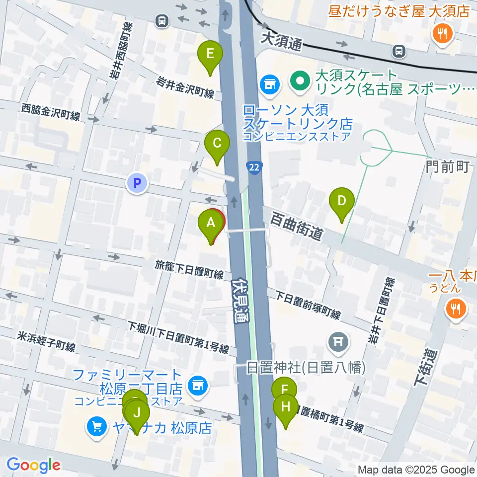BLstudio30西大須周辺のファミレス・ファーストフード一覧地図