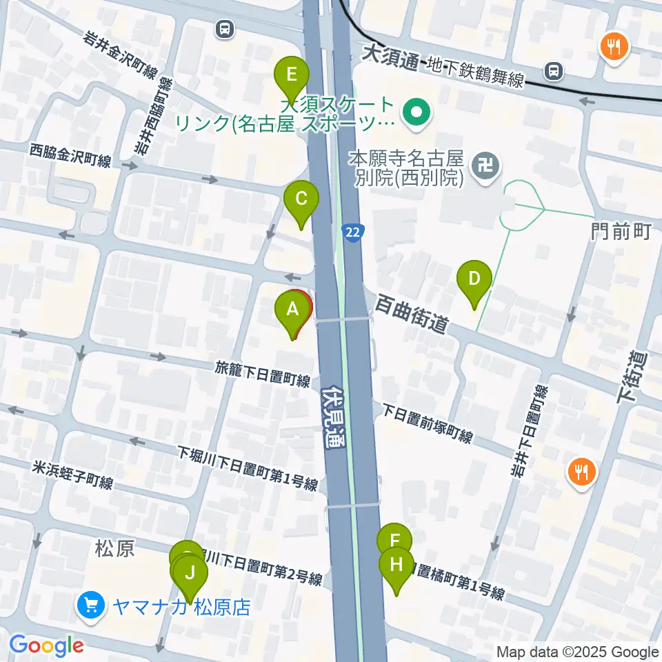 BLstudio30西大須周辺のファミレス・ファーストフード一覧地図
