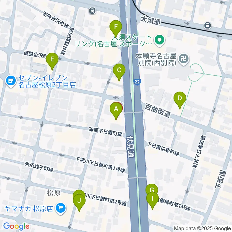 BLstudio30西大須周辺のファミレス・ファーストフード一覧地図