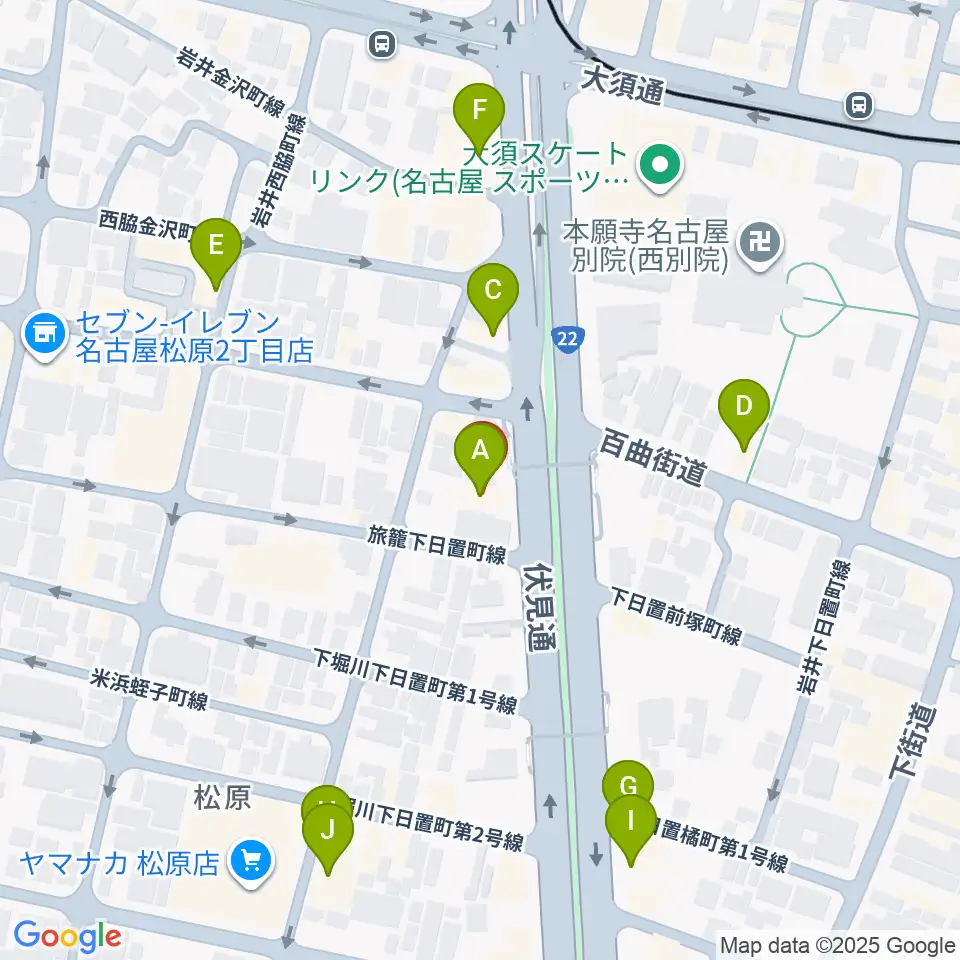 BLstudio30西大須周辺のファミレス・ファーストフード一覧地図