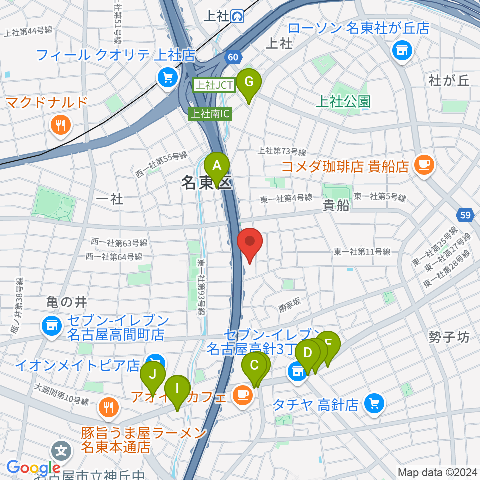 BlueMonkeyスタジオ周辺のファミレス・ファーストフード一覧地図