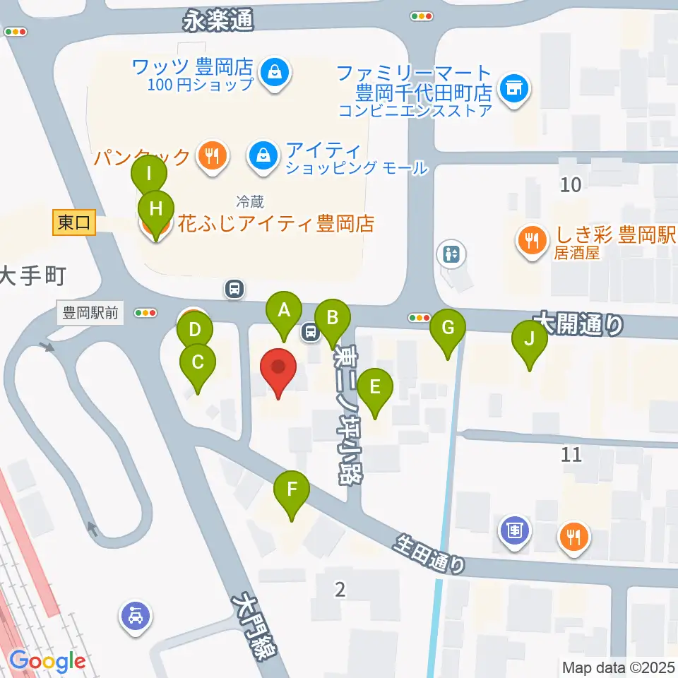 ビート楽器 音楽教室周辺のファミレス・ファーストフード一覧地図