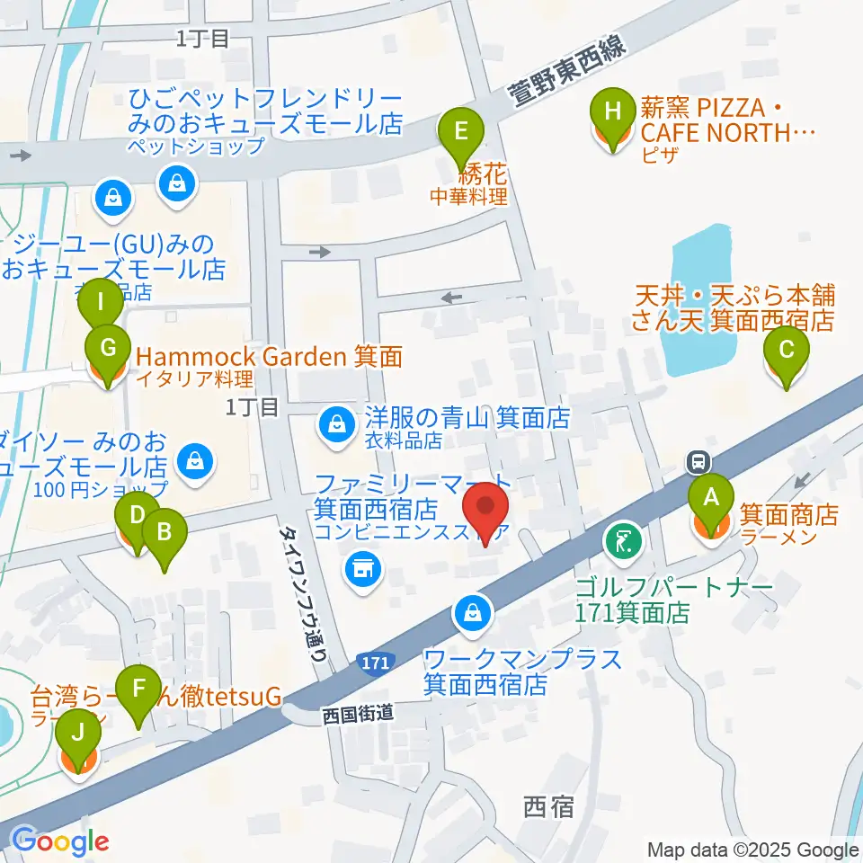 ファゴットリード工房えんとつ周辺のファミレス・ファーストフード一覧地図