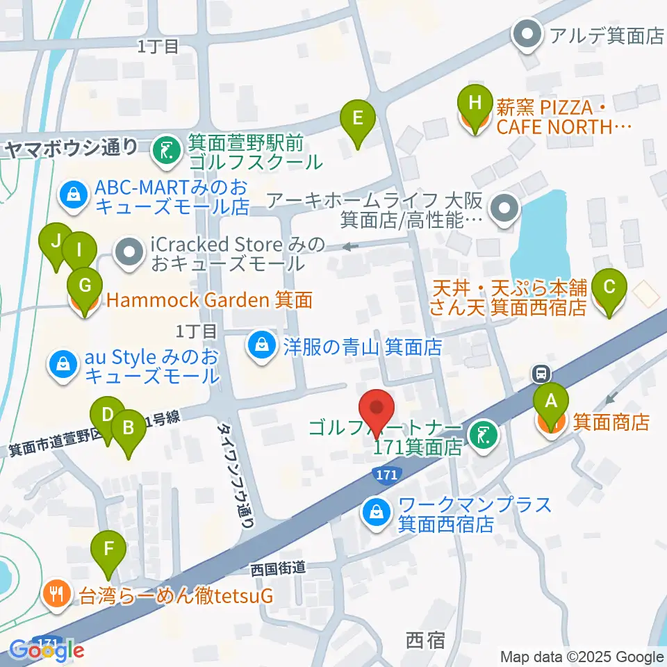 ファゴットリード工房えんとつ周辺のファミレス・ファーストフード一覧地図