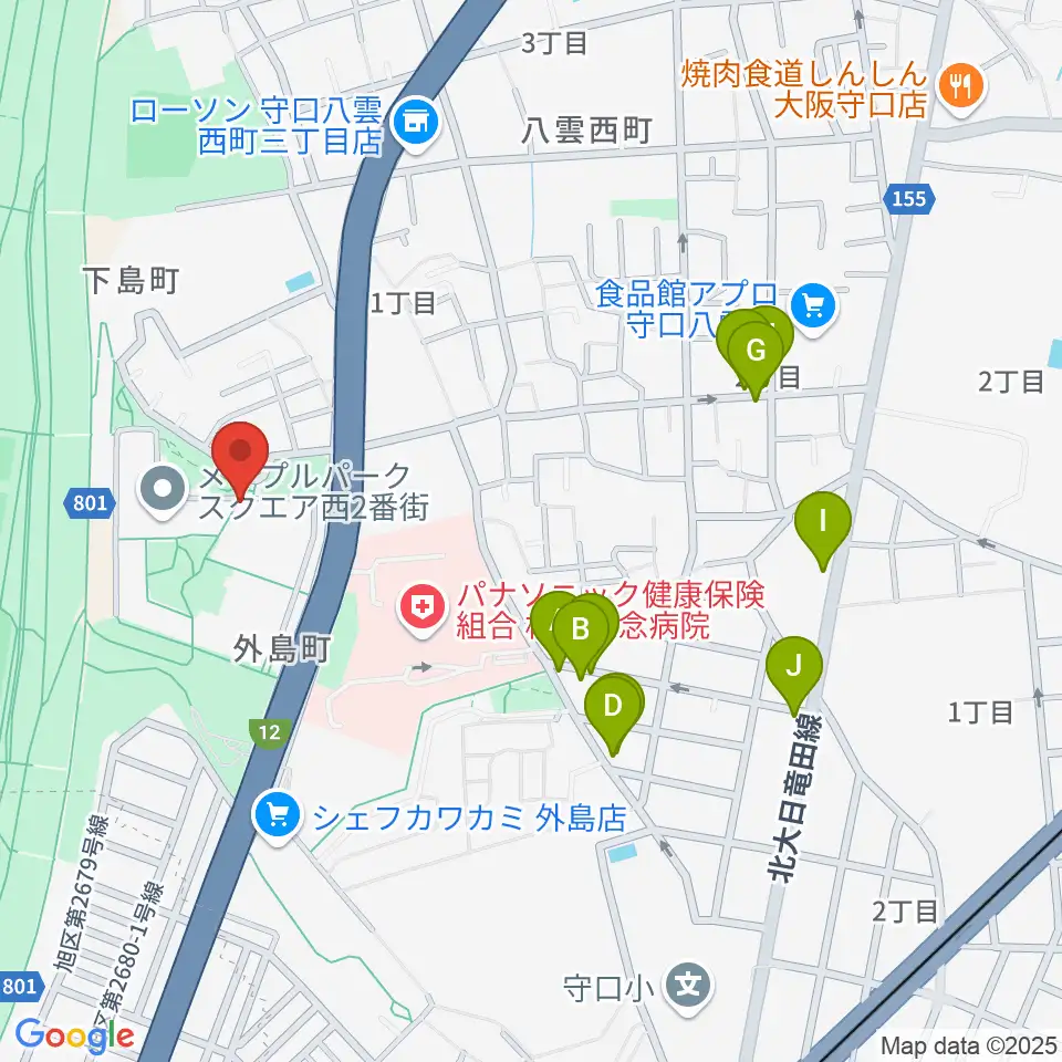 かわの音楽教室周辺のファミレス・ファーストフード一覧地図