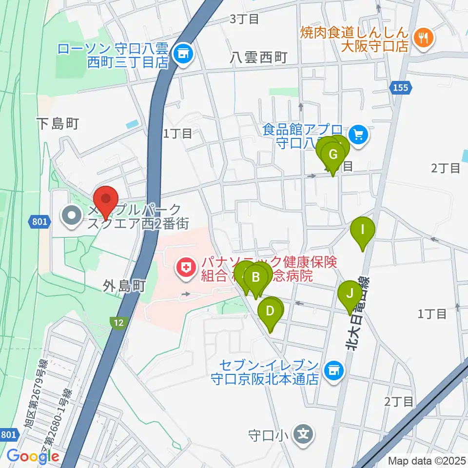 かわの音楽教室周辺のファミレス・ファーストフード一覧地図