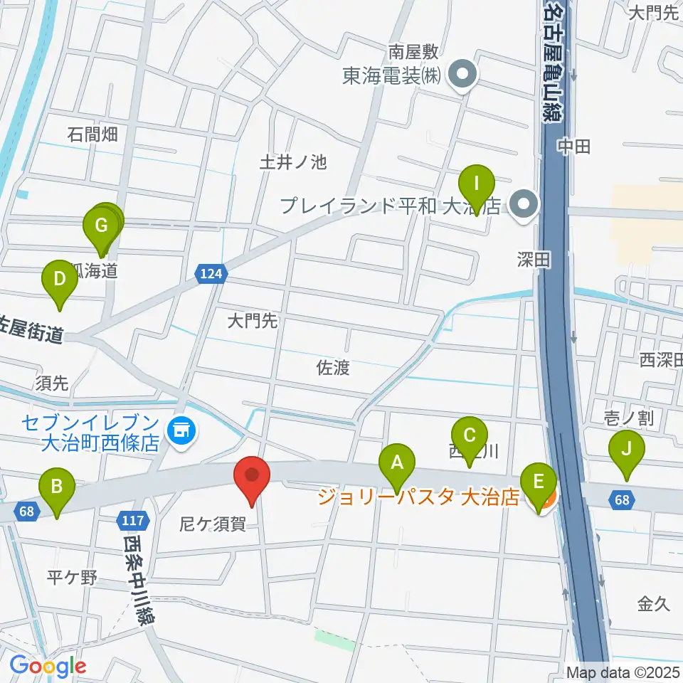 ブリルベイト周辺のファミレス・ファーストフード一覧地図