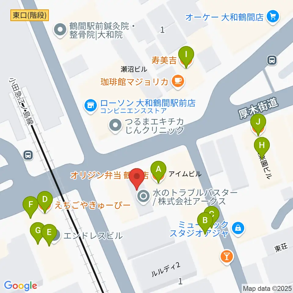 イチキバレエスタジオ＆ピアノ教室周辺のファミレス・ファーストフード一覧地図