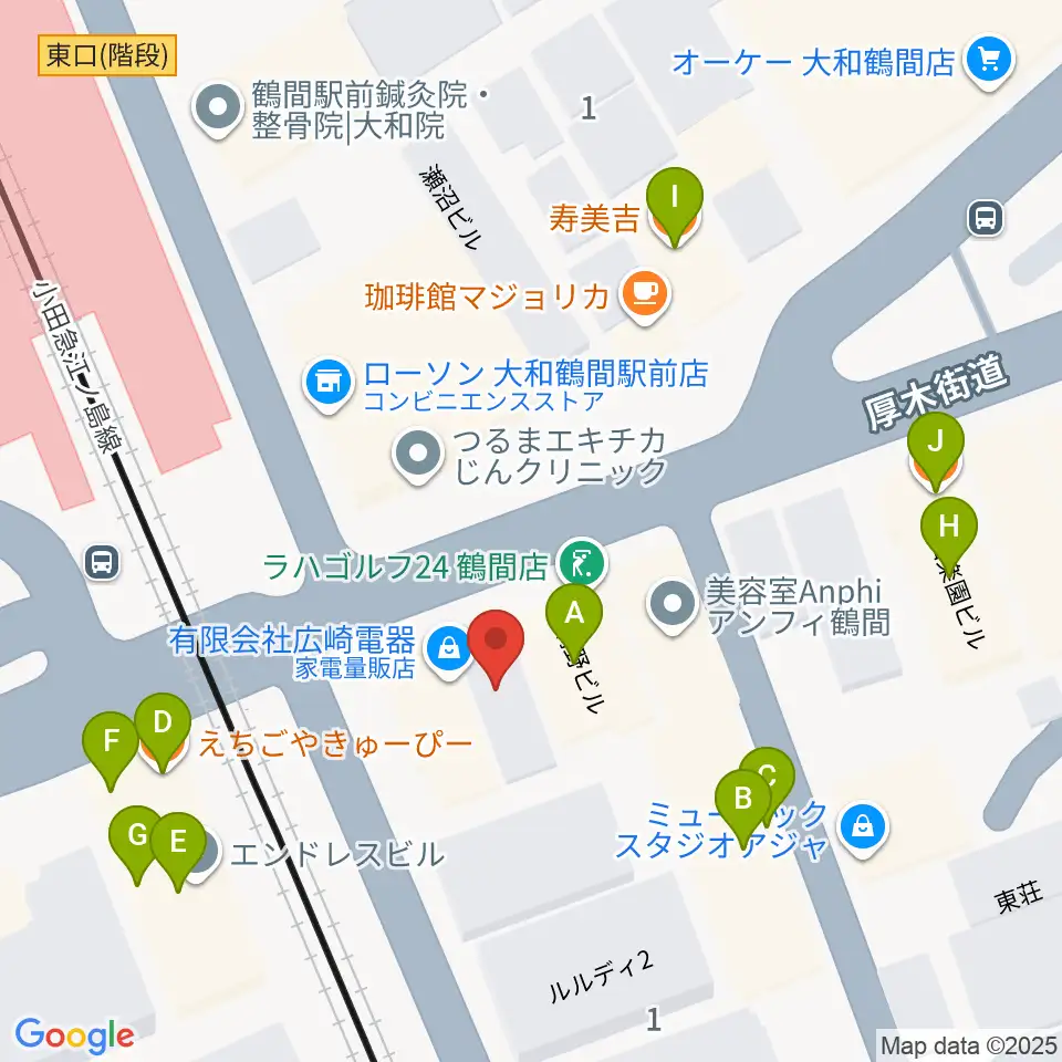 イチキバレエスタジオ＆ピアノ教室周辺のファミレス・ファーストフード一覧地図