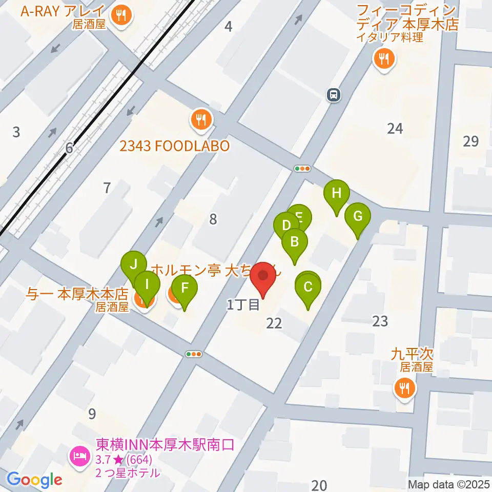 タイサクミュージシャンズスクール周辺のファミレス・ファーストフード一覧地図