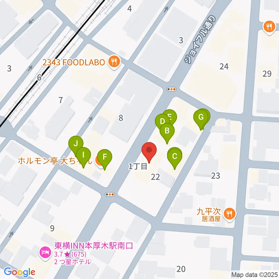 タイサクミュージシャンズスクール周辺のファミレス・ファーストフード一覧地図