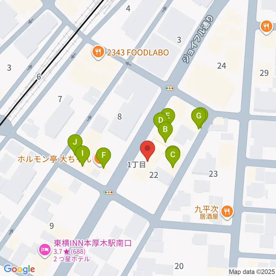 タイサクミュージシャンズスクール周辺のファミレス・ファーストフード一覧地図
