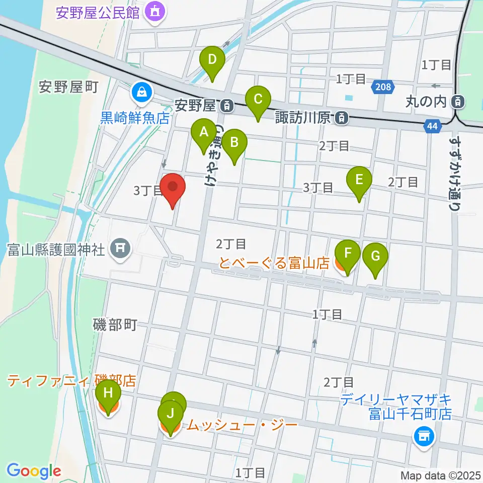 学校法人富山音楽院周辺のファミレス・ファーストフード一覧地図