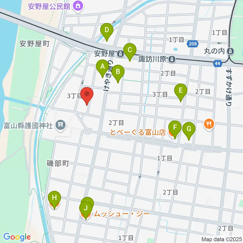 学校法人富山音楽院周辺のファミレス・ファーストフード一覧地図
