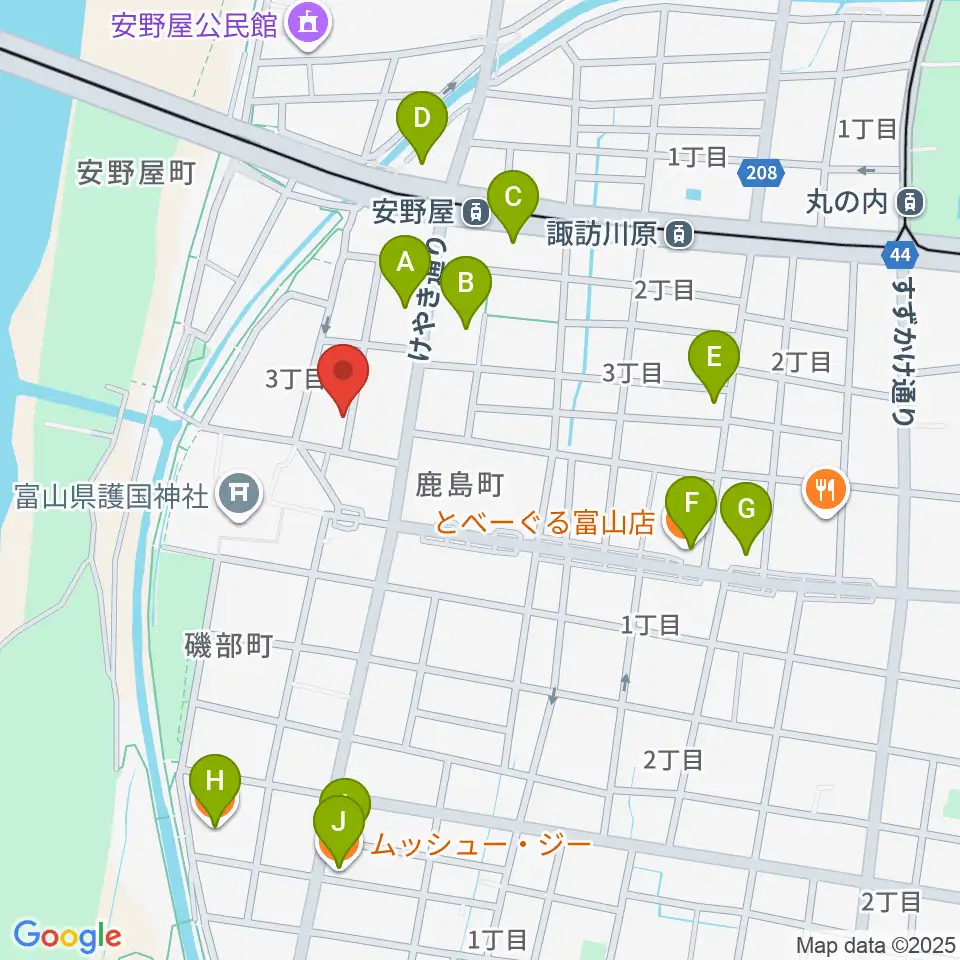 学校法人富山音楽院周辺のファミレス・ファーストフード一覧地図