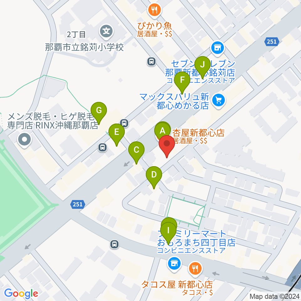 アクア音楽院周辺のファミレス・ファーストフード一覧地図