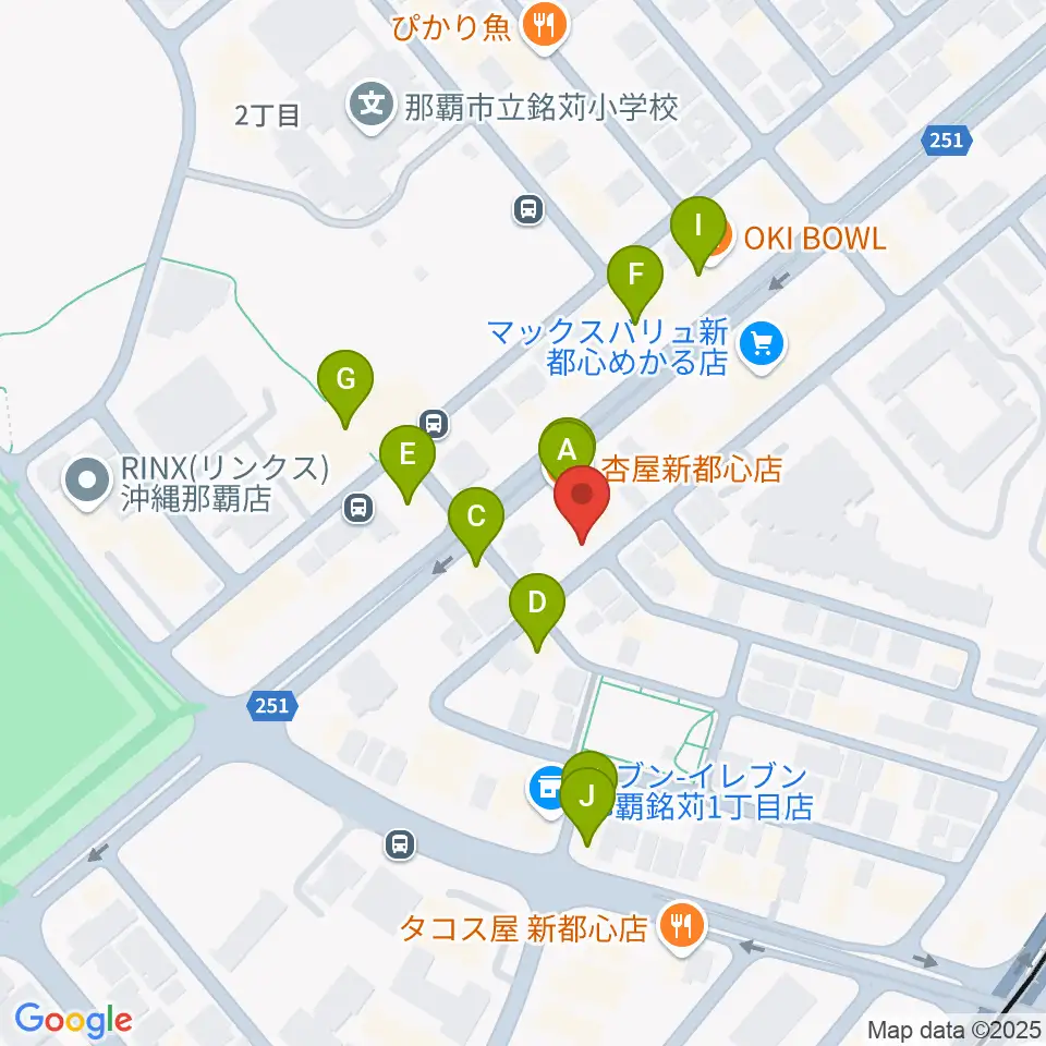 アクア音楽院周辺のファミレス・ファーストフード一覧地図