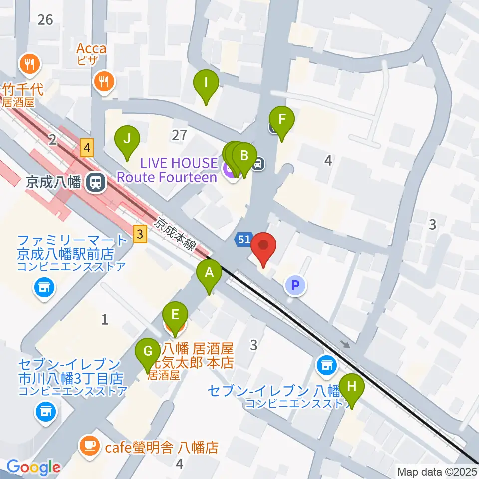 KSP音楽教室周辺のファミレス・ファーストフード一覧地図