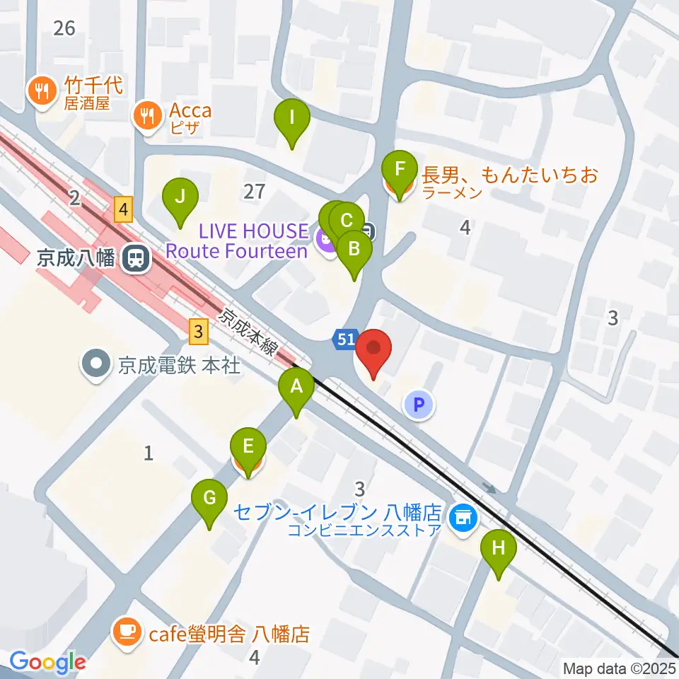 ＫＳＰ音楽教室周辺のファミレス・ファーストフード一覧地図
