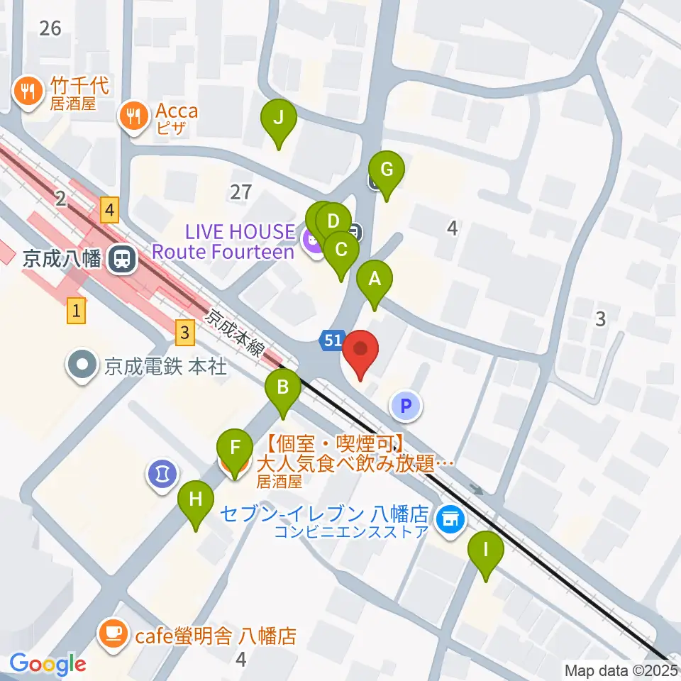 KSP音楽教室周辺のファミレス・ファーストフード一覧地図