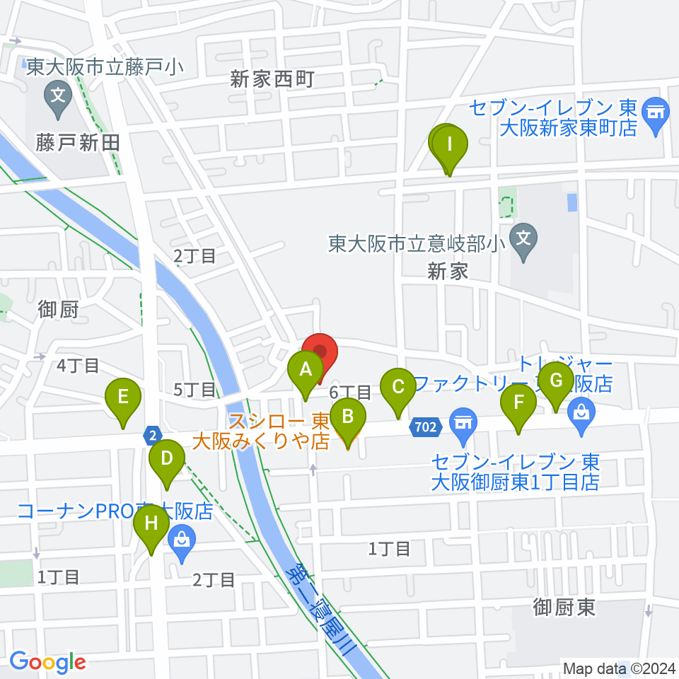 ル・シャトン音楽教室周辺のファミレス・ファーストフード一覧地図