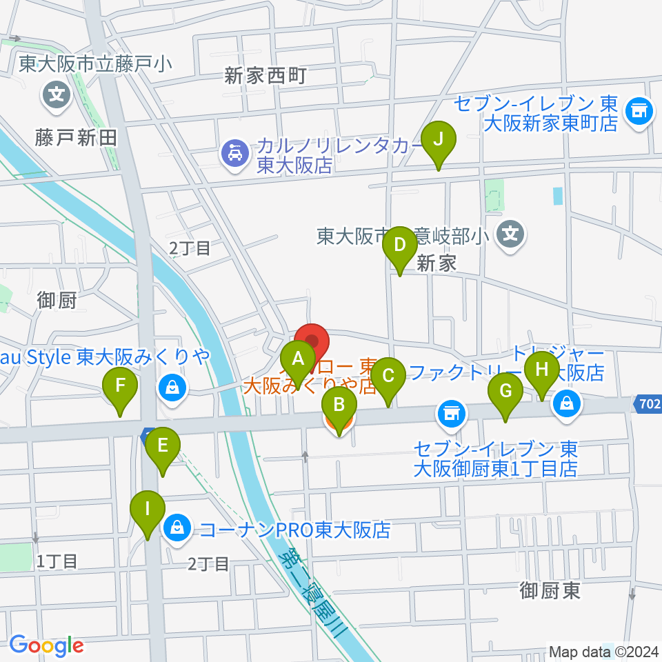 ル・シャトン音楽教室周辺のファミレス・ファーストフード一覧地図