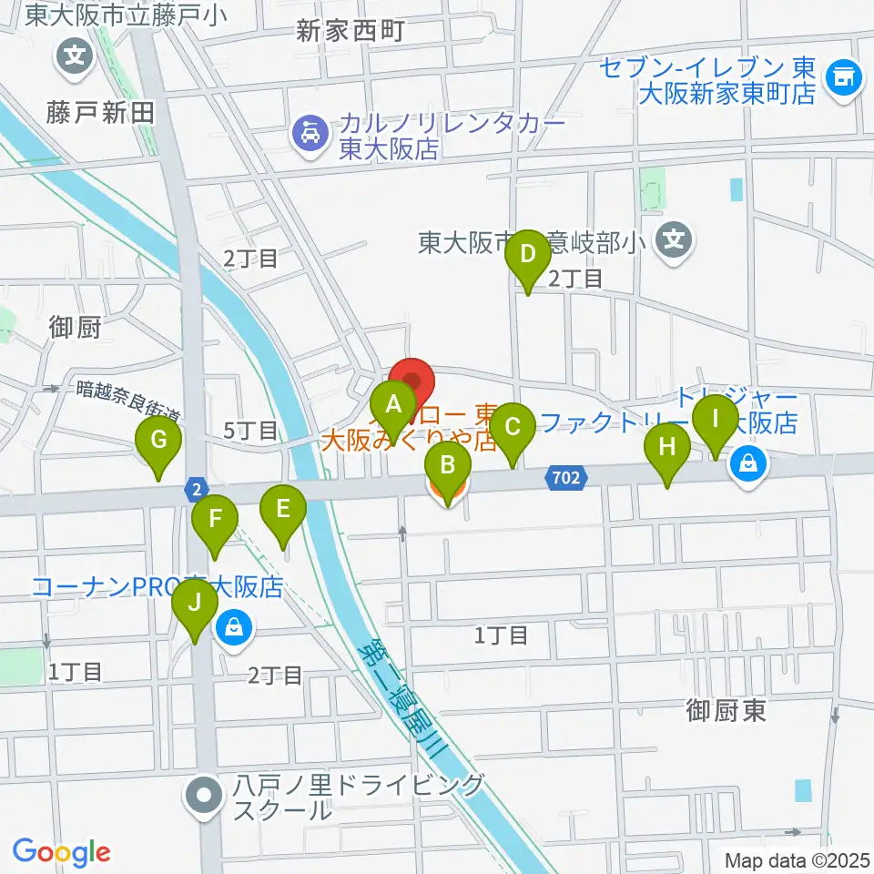 ル・シャトン音楽教室周辺のファミレス・ファーストフード一覧地図