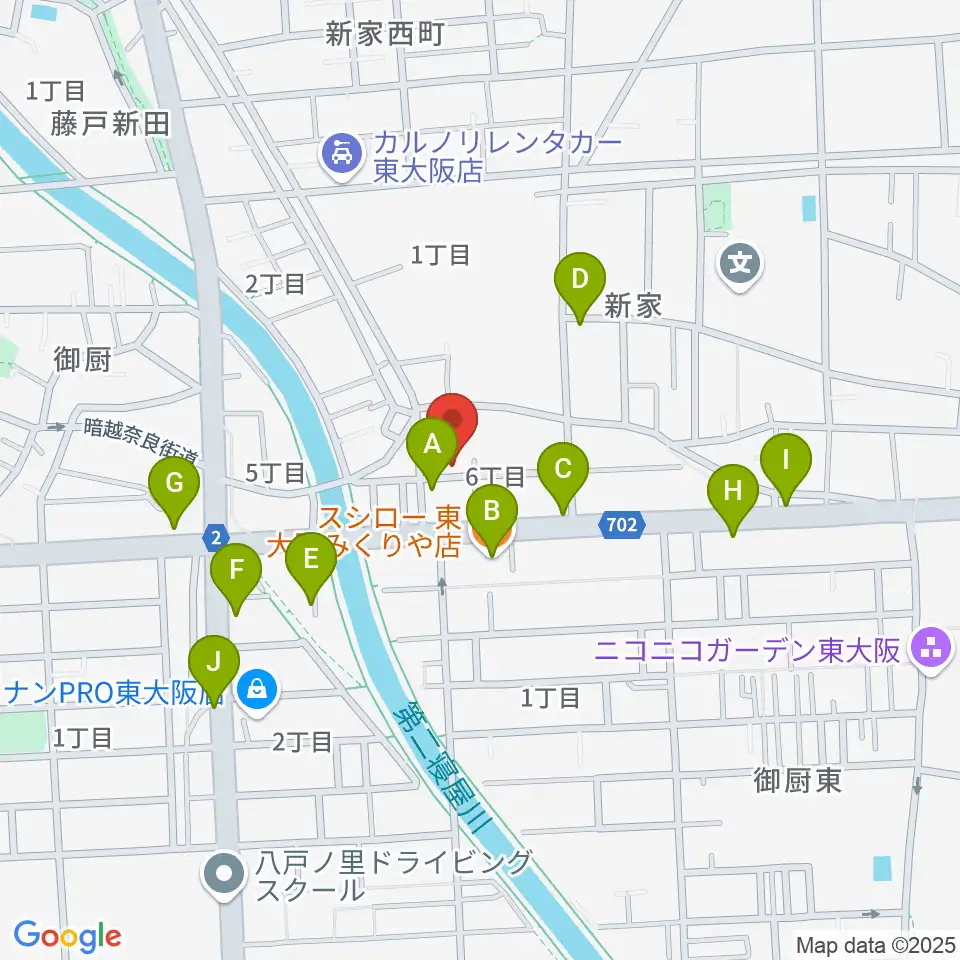 ル・シャトン音楽教室周辺のファミレス・ファーストフード一覧地図
