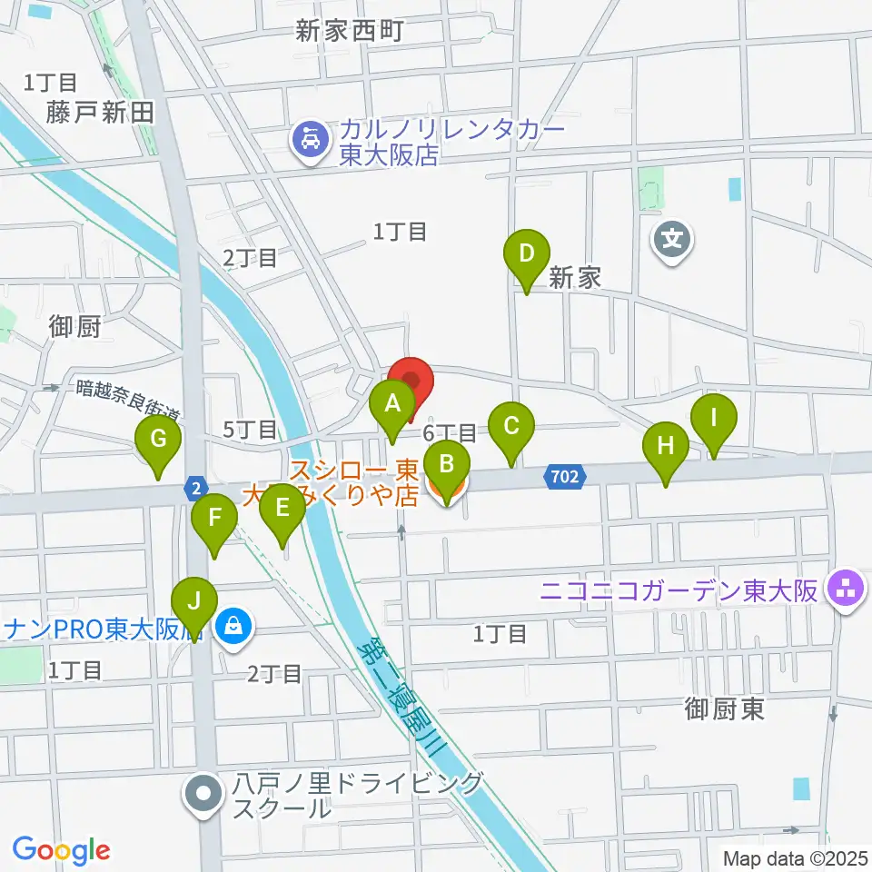 ル・シャトン音楽教室周辺のファミレス・ファーストフード一覧地図