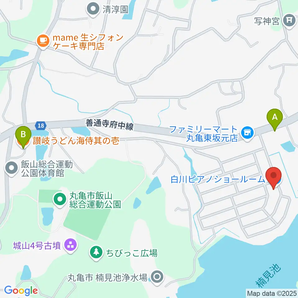 白川ピアノ調律所周辺のファミレス・ファーストフード一覧地図