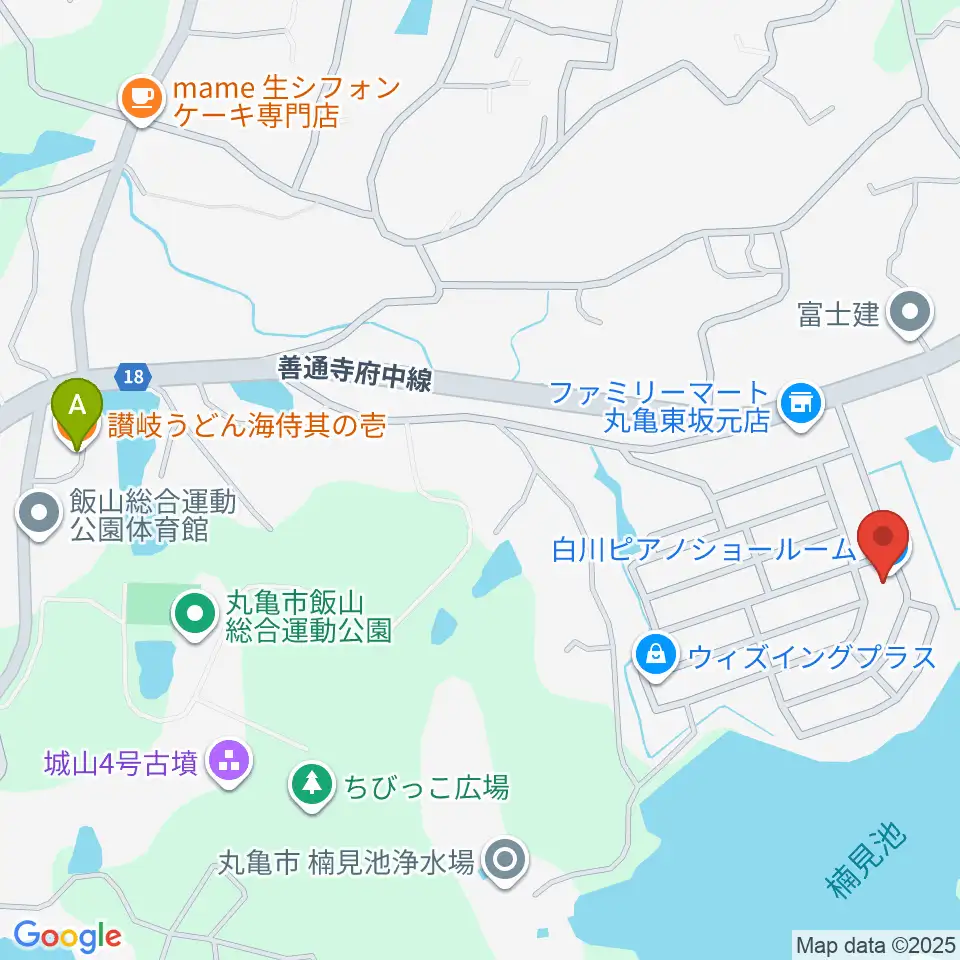 白川ピアノ調律所周辺のファミレス・ファーストフード一覧地図