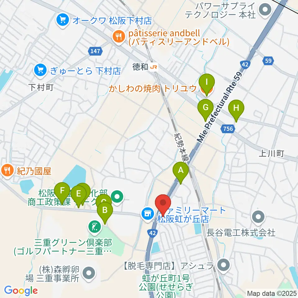 タックガッキ音楽教室周辺のファミレス・ファーストフード一覧地図
