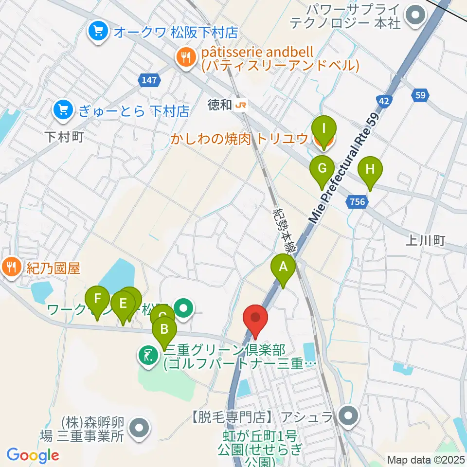 タックガッキ音楽教室周辺のファミレス・ファーストフード一覧地図